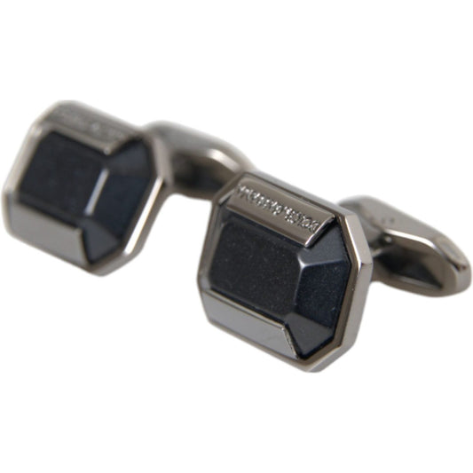 Dolce & Gabbana Silver Plated Brass Pin Crystal Cufflinks Dolce & Gabbana