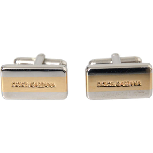 Dolce & Gabbana Silver Gold Plated Brass DG Logo Pin Cufflinks Dolce & Gabbana