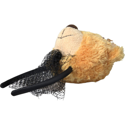 Dolce & Gabbana Brown Teddy Bear Gold Crystal Crown Hair Band Diadem Dolce & Gabbana Dark Khaki