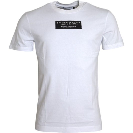 Dolce & Gabbana White Cotton DG Applique Men Casual T-shirt Dolce & Gabbana Light Gray