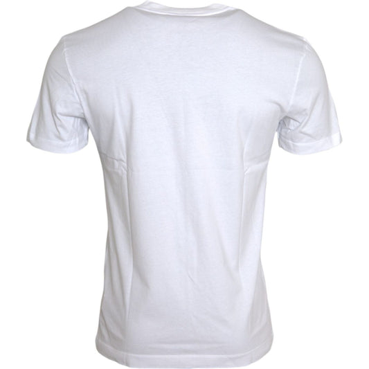 Dolce & Gabbana White Cotton DG Applique Men Casual T-shirt Dolce & Gabbana Lavender