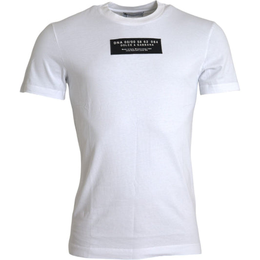 Dolce & Gabbana White Cotton DG Applique Men Casual T-shirt Dolce & Gabbana Light Gray