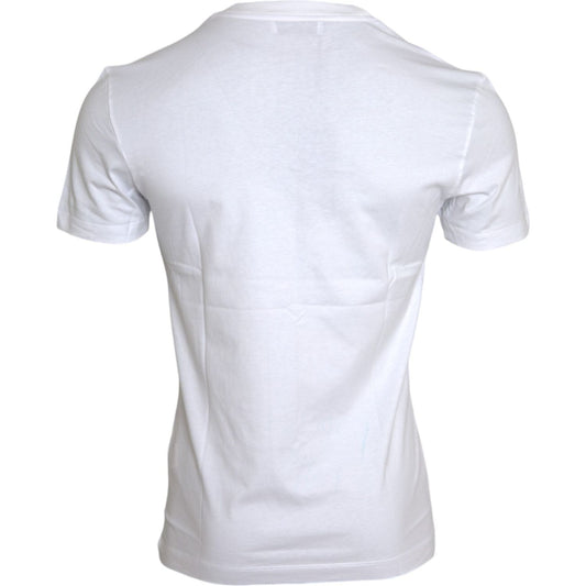 Dolce & Gabbana White Cotton DG Applique Men Casual T-shirt Dolce & Gabbana Lavender