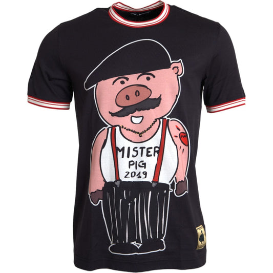 Dolce & Gabbana Black Cotton 2019 Year of the Pig T-shirt Dolce & Gabbana Light Pink