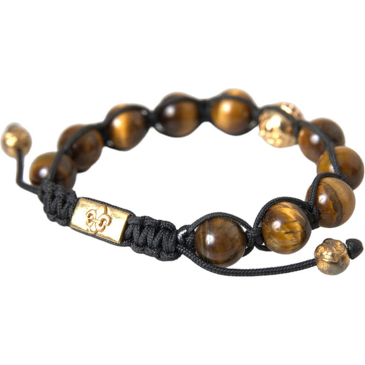 Nialaya CZ Brown Tigers Eye 925 Silver Bracelet Mens Nialaya