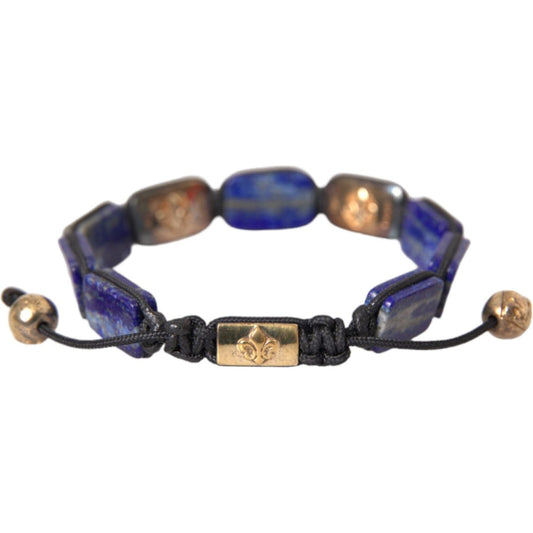 Nialaya Flat Bead Blue Lapis White CZ 925 Bracelet Mens Nialaya