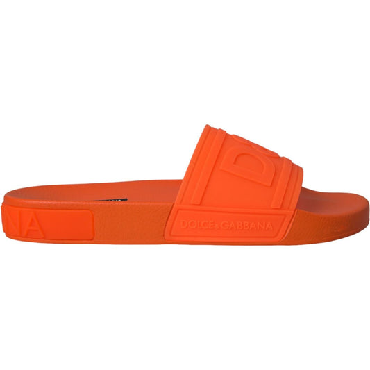 Dolce & Gabbana Orange Rubber Slides Sandals Beachwear Shoes Dolce & Gabbana Chocolate