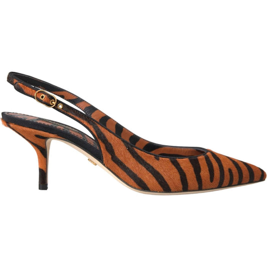 Dolce & Gabbana Black Orange Zebra Leather Slingbacks Shoes Dolce & Gabbana Dark Slate Gray