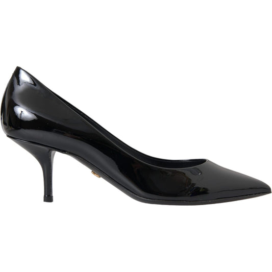 Dolce & Gabbana Black Patent Leather Heels Pumps Shoes Dolce & Gabbana Dark Slate Gray