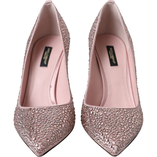 Dolce & Gabbana Pink Strass Crystal Heels Pumps Shoes Dolce & Gabbana Rosy Brown