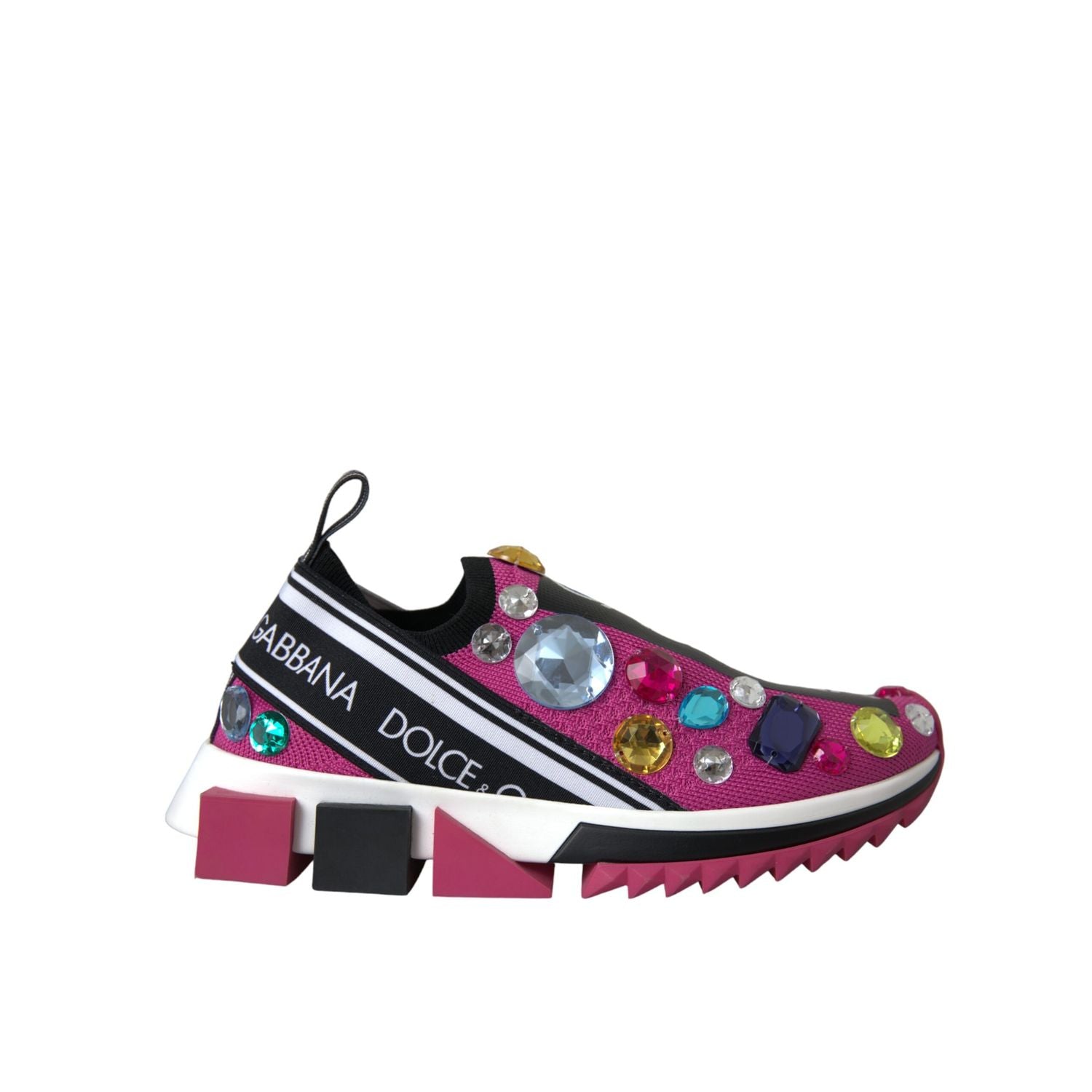 Dolce & Gabbana Pink Sorrento Crystals Sneakers Shoes