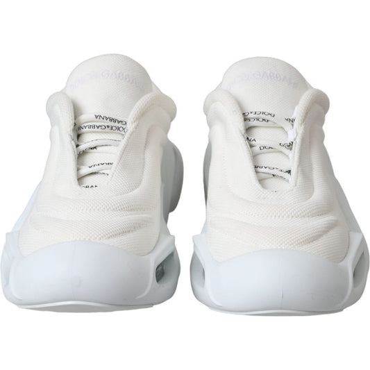 Dolce & Gabbana White Padded Fabric Wave Low Top Sneakers Shoes Dolce & Gabbana Light Gray