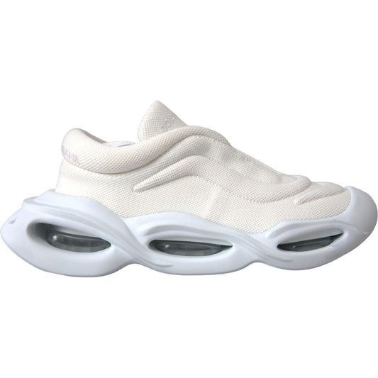 Dolce & Gabbana White Padded Fabric Wave Low Top Sneakers Shoes Dolce & Gabbana Light Gray