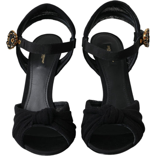 Dolce & Gabbana Black Suede Crystals Keira Sandals Shoes Dolce & Gabbana Black