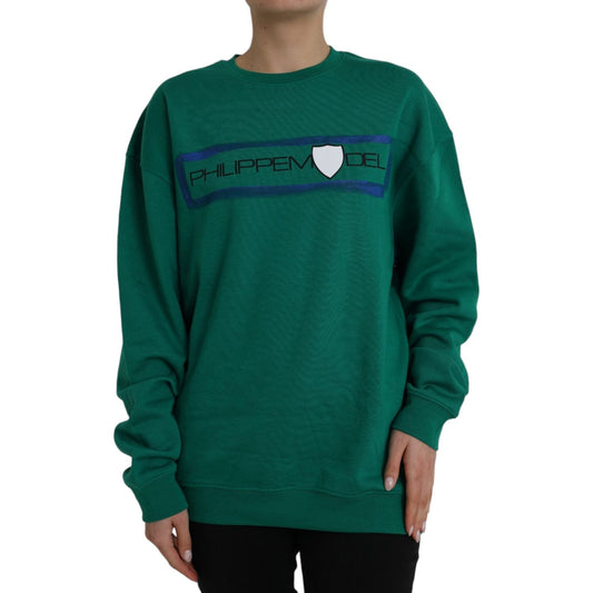 Philippe Model Green Cotton Logo Print Long Sleeves Pullover Sweater Philippe Model Dark Slate Gray