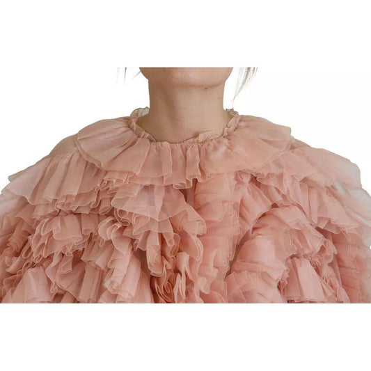 Dolce & Gabbana Pink Ruffles Long Sleeves Pullover Sweater Dolce & Gabbana Rosy Brown