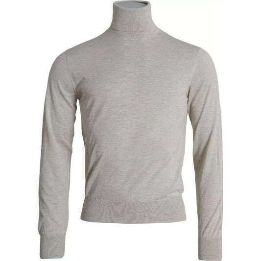 Dolce & Gabbana Pullover Beige Cashmere Turtleneck Sweater Dolce & Gabbana Dark Gray