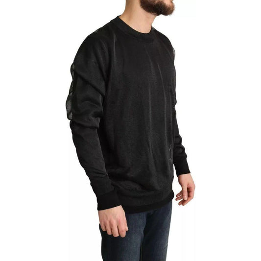 Dolce & Gabbana Black Logo Crewneck Long Sleeve Pullover Sweater Dolce & Gabbana Black