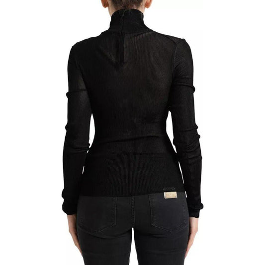 Dolce & Gabbana Black Viscose Turtle Neck Pullover Sweater Dolce & Gabbana Black