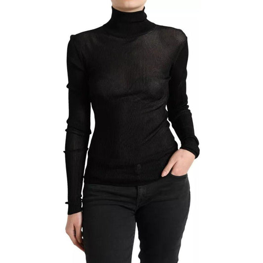 Dolce & Gabbana Black Viscose Turtle Neck Pullover Sweater Dolce & Gabbana Black