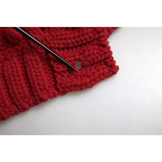 Dolce & Gabbana Red Wool Knit Button Down Cardigan Sweater Dolce & Gabbana Dark Red