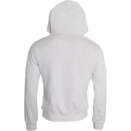 Dolce & Gabbana White Caesar Cotton Hooded Pullover Sweater Dolce & Gabbana Light Gray