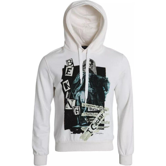 Dolce & Gabbana White Caesar Cotton Hooded Pullover Sweater Dolce & Gabbana Light Gray