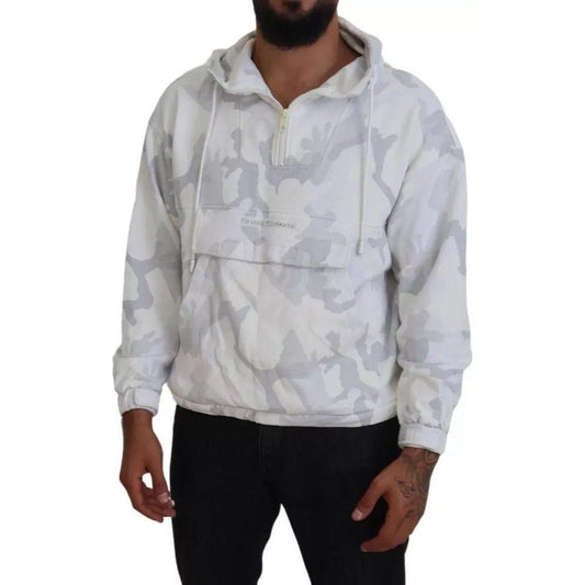 Dolce & Gabbana White Camouflage Hooded Sweatshirt Sweater Dolce & Gabbana Gray