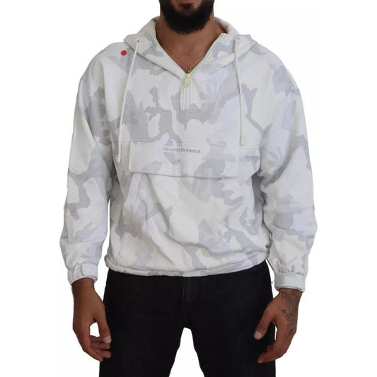 Dolce & Gabbana White Camouflage Hooded Sweatshirt Sweater Dolce & Gabbana Gray