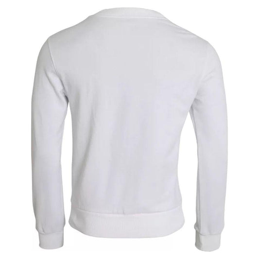 Dolce & Gabbana White Cotton Logo Pullover Sweatshirt Sweater Dolce & Gabbana Light Gray