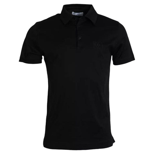 Dolce & Gabbana Black Logo Cotton Collared Polo Top T-shirt Dolce & Gabbana Black