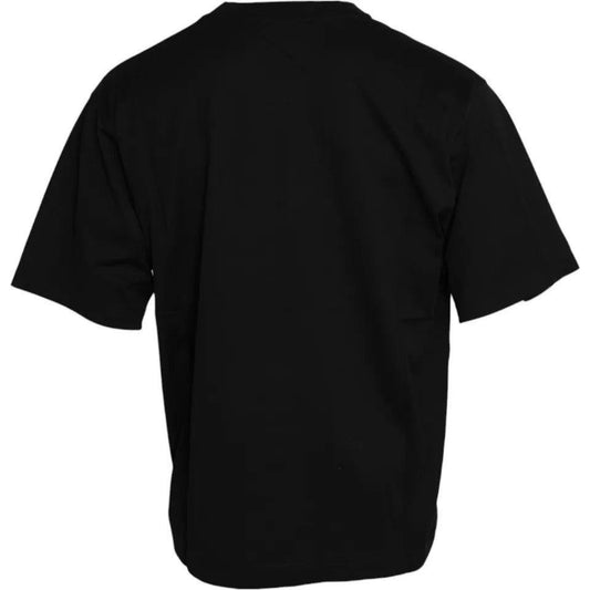 Dolce & Gabbana Black Logo Patch Cotton Crew Neck T-shirt Dolce & Gabbana Black