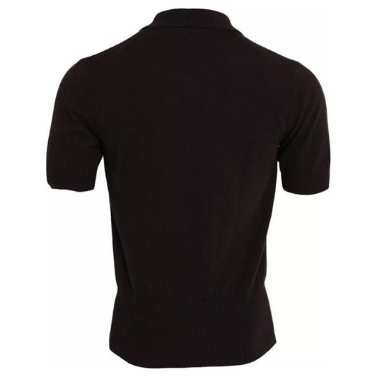 Dolce & Gabbana Brown Logo Collared Short Sleeve Men T-shirt Dolce & Gabbana Black