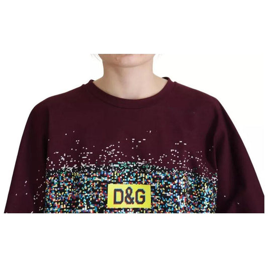 Dolce & Gabbana Bordeaux D&G Print Round Neck Cotton T-shirt Dolce & Gabbana Black