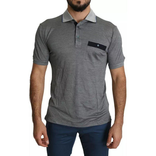Dolce & Gabbana Gray Collared Silk Polo Top Shirt T-shirt Dolce & Gabbana Dim Gray