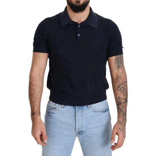 Dolce & Gabbana Dark Blue Collared Polo Casual Silk T-shirt Dolce & Gabbana Black