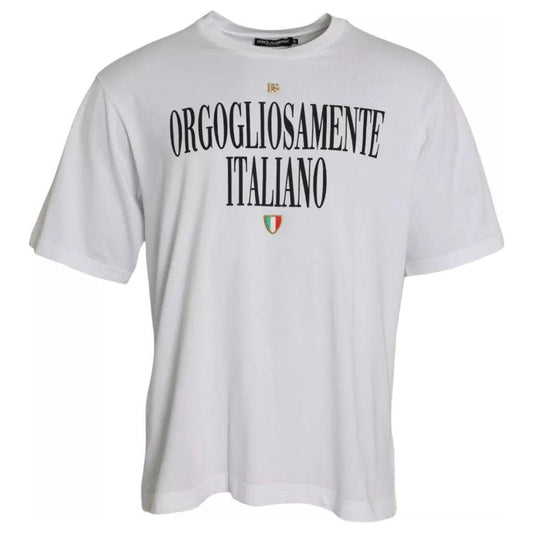 Dolce & Gabbana White Logo Cotton Round Neck Short Sleeves T-shirt Dolce & Gabbana Light Gray