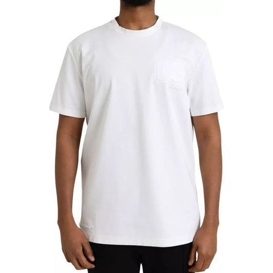 Dolce & Gabbana White Logo Embossed Cotton Crewneck T-shirt Dolce & Gabbana Lavender