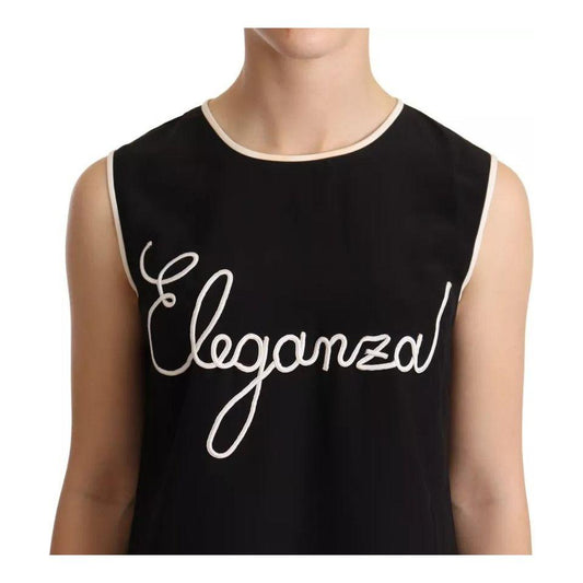 Dolce & Gabbana Black Silk Eleganza Print Sleeveless Tank Top Dolce & Gabbana Black