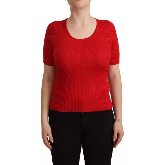 Dolce & Gabbana Red Silk T-shirt Short Sleeve Top Blouse Dolce & Gabbana Black