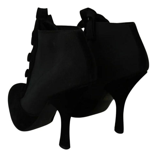 Dolce & Gabbana Black Suede Stretch Ankle Boots Booties Shoes Dolce & Gabbana Black