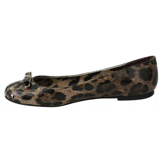 Dolce & Gabbana Brown Leopard Ballerina Flats Leather Shoes Dolce & Gabbana Dark Slate Gray