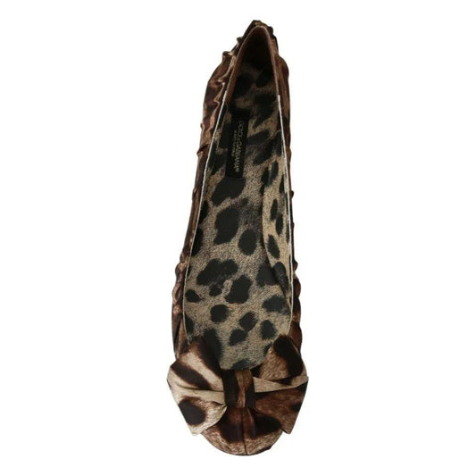 Dolce & Gabbana Brown Leopard Silk Ballerina Flats Shoes Dolce & Gabbana Dark Slate Gray