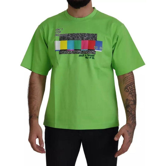 Dolce & Gabbana Green Cotton DG CHANNEL Top T-shirt Dolce & Gabbana Olive Drab