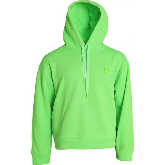 Dolce & Gabbana Neon Green Logo Pullover Hooded Sweatshirt Sweater Dolce & Gabbana Light Green