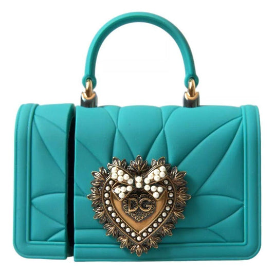 Dolce & Gabbana Turquoise Silicone Devotion Heart Cover Hand Bag Airpods Case Dolce & Gabbana Dark Cyan