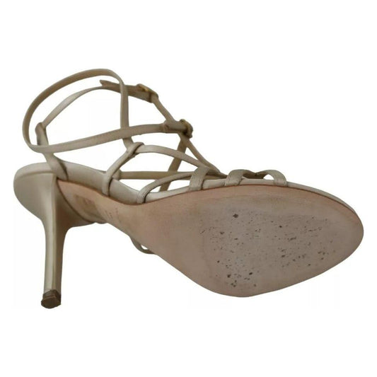 Dolce & Gabbana Gold Silk Ankle Strap Heels Sandals Shoes Dolce & Gabbana Dim Gray