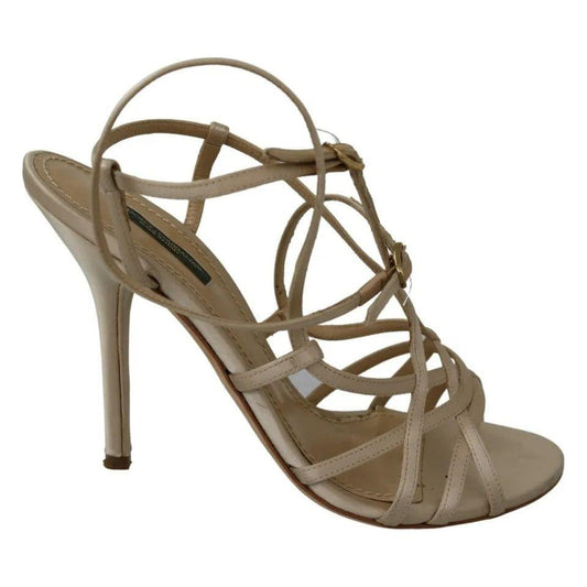 Dolce & Gabbana Gold Silk Ankle Strap Heels Sandals Shoes Dolce & Gabbana Dim Gray