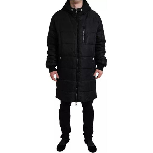Dolce & Gabbana Black Nylon Hooded Parka Coat Winter Jacket Dolce & Gabbana Black