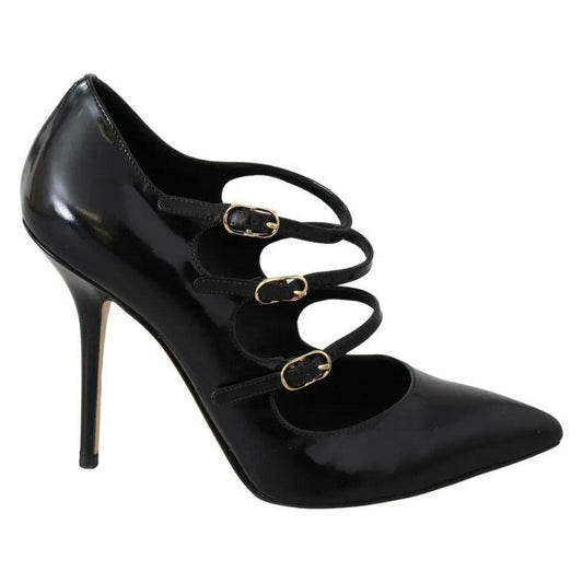 Dolce & Gabbana Black Leather Ankle Strap Heels Pumps Shoes Dolce & Gabbana Black